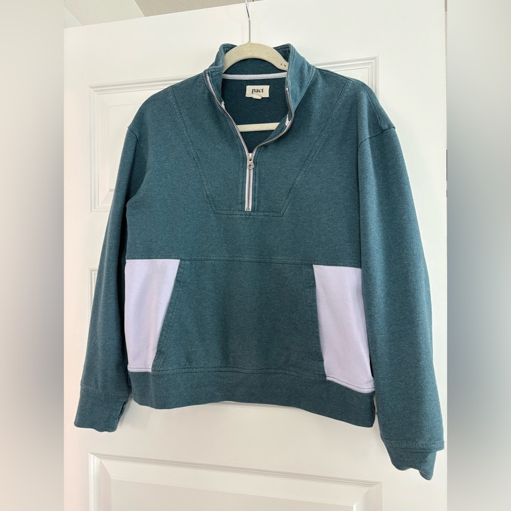 Pact The Studio Quarter Zip Organic Cotton Women’s Sweatshirt Size Small